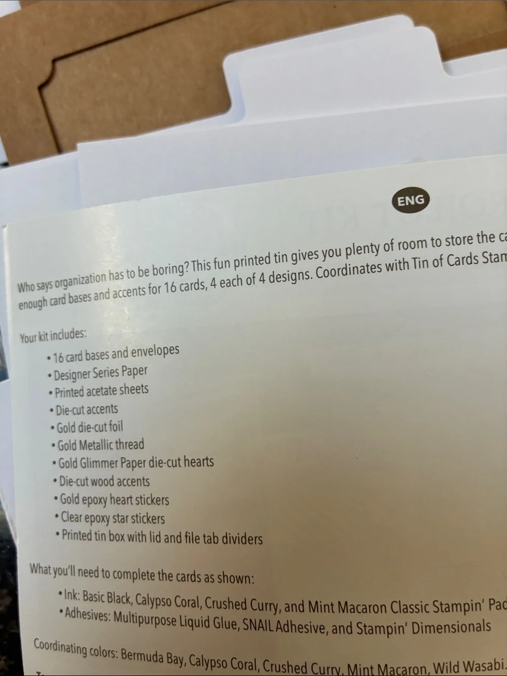 Stampin' Up! Project Kit with White, Brown, Green, Yellow Accents